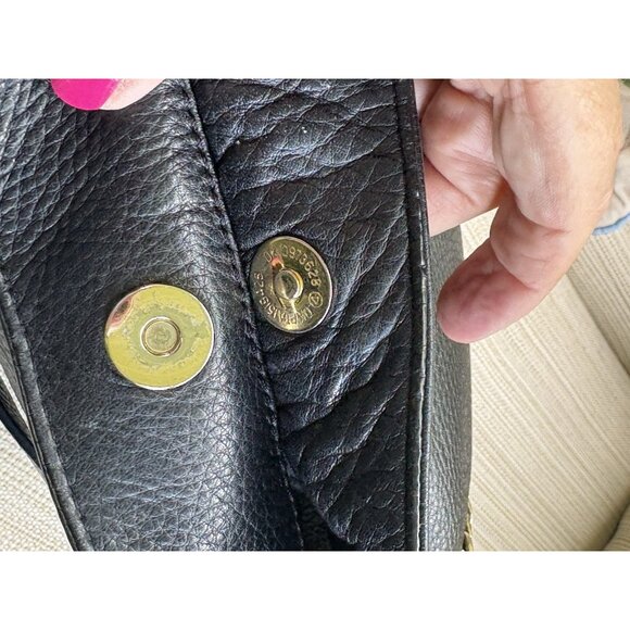 Michael Kors Black Pebbled Leather Gold Chain Shoulder Handbag Purse Satchel - Picture 9 of 13